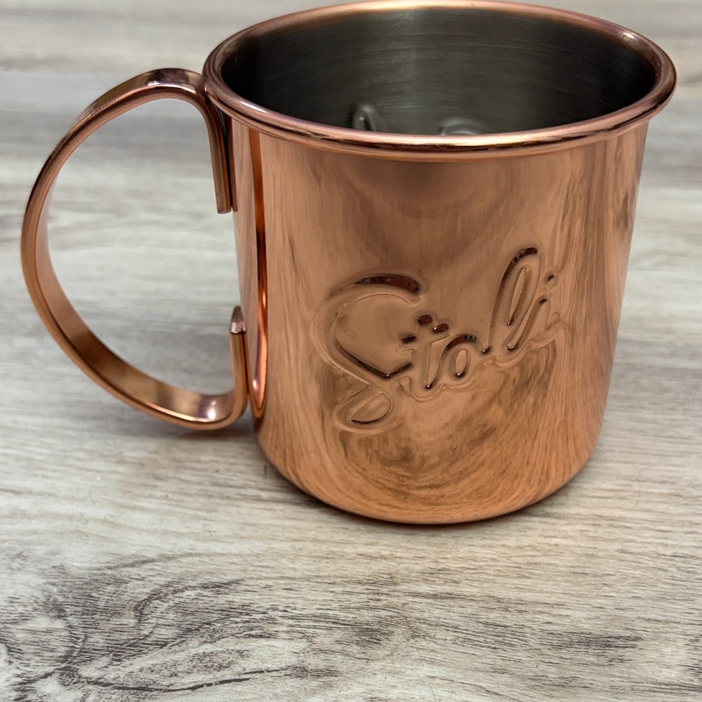 Stoli Logo Copper Plated Stainless Steel Moscow Mule Mug 12oz